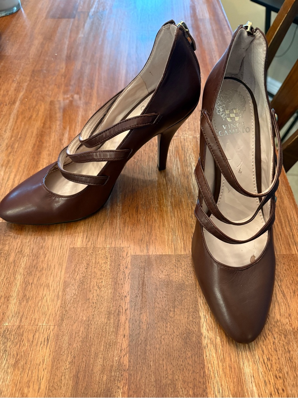 Vince Camuto Brown Multi-Strap Pointed Toe Heels - Picture 2 of 5